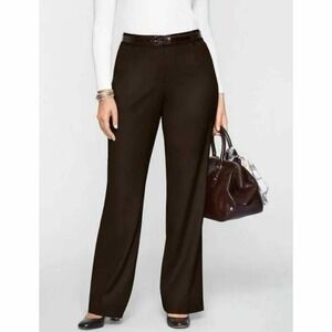 Talbots Heritage Straight Leg Cotton Stretch Pants Size 16WP Dark Brown